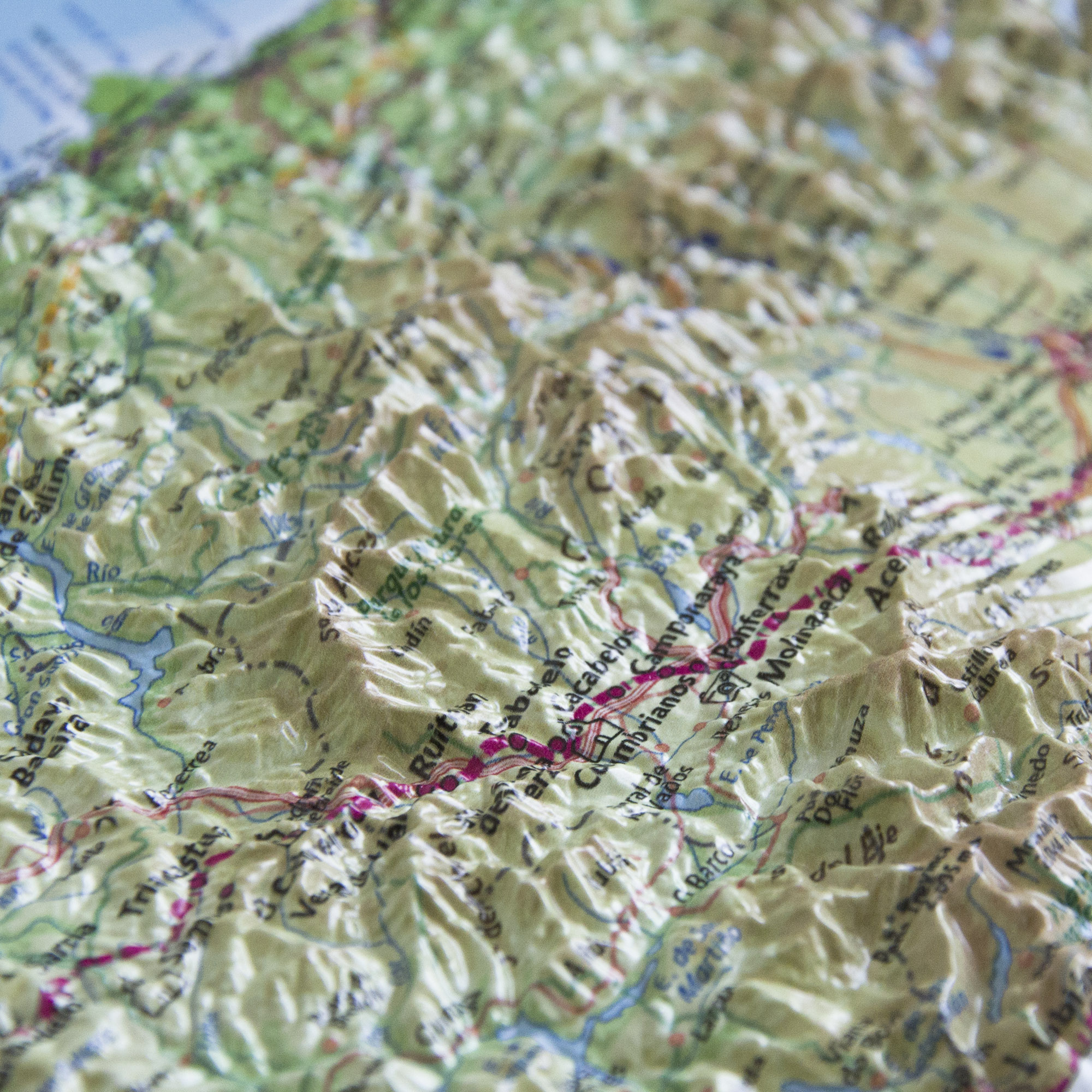 Imagen detalles mapa relieve Camino Santiago Francés rollo 